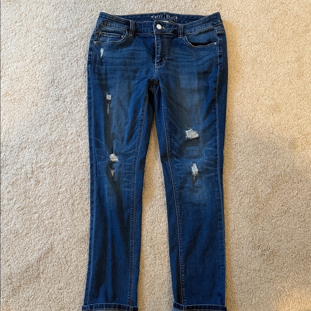 WHBM Women's Blue Distressed Jeans